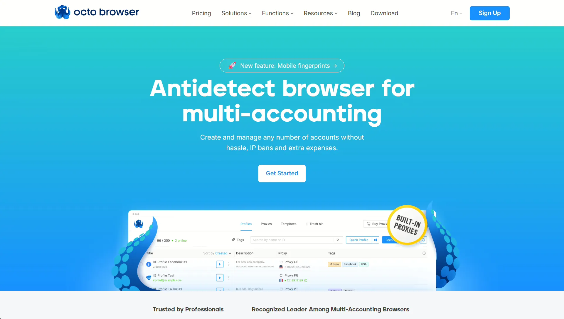 Octo Browser homepage for multi-accounting