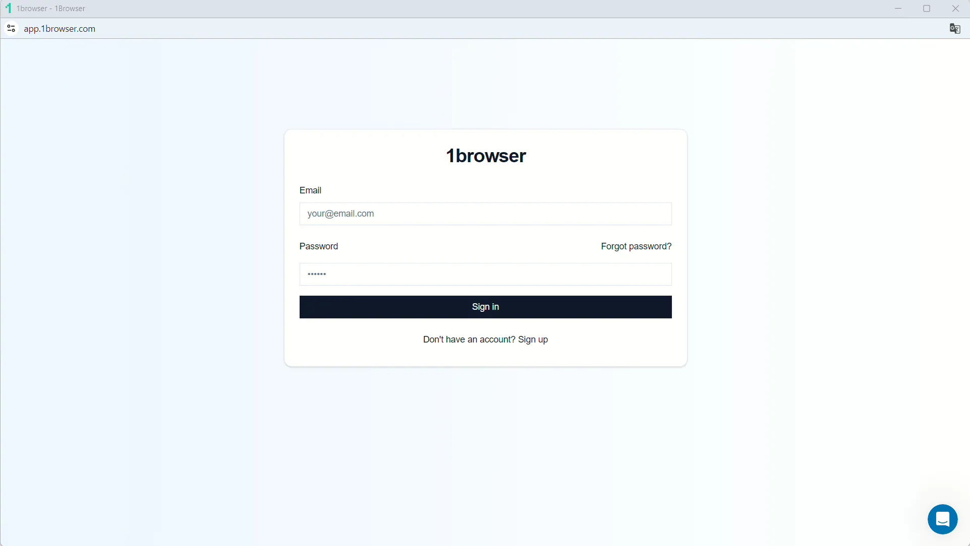 1browser sign-in form with email and password