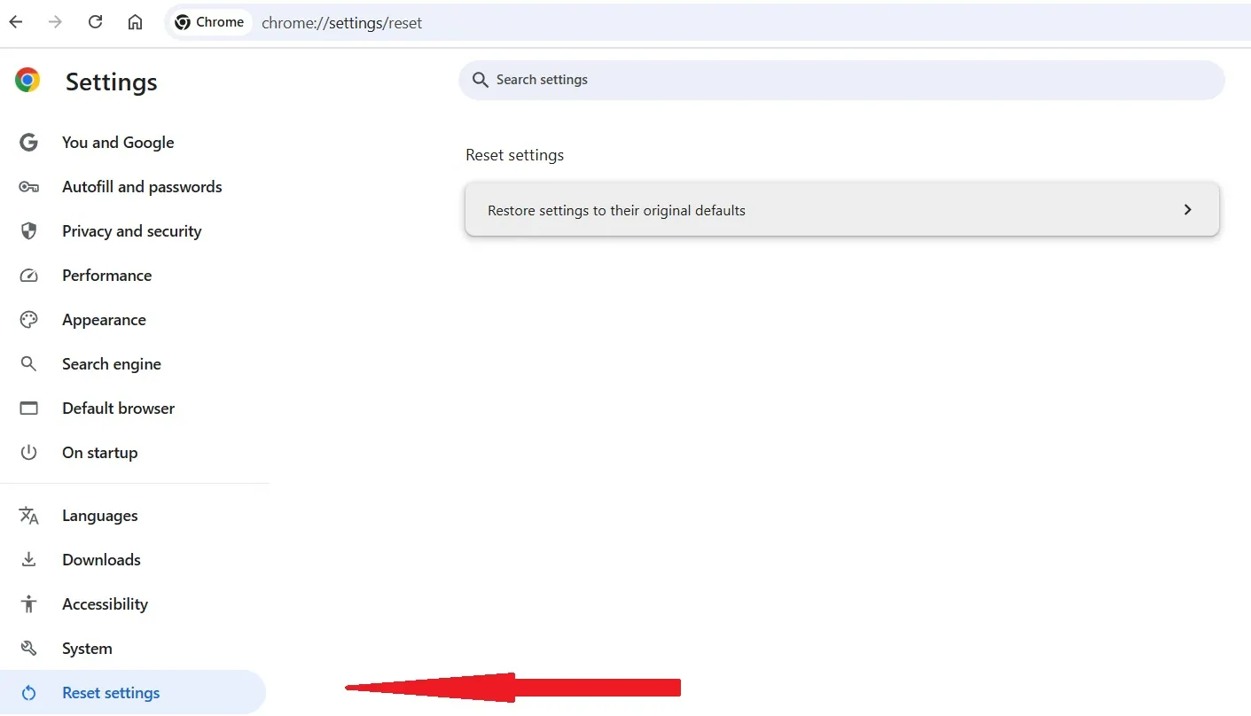 Сброс настроек Chrome