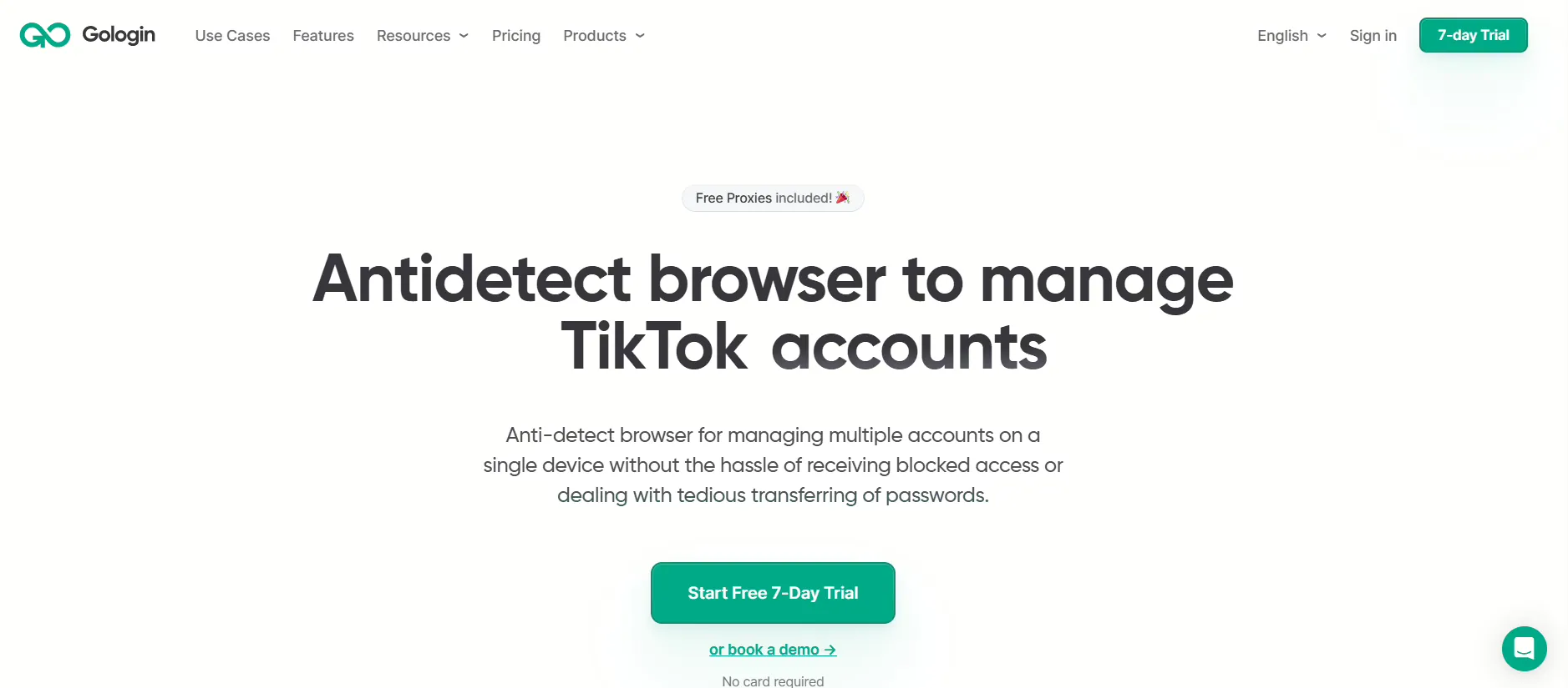 Gologin antidetect browser homepage