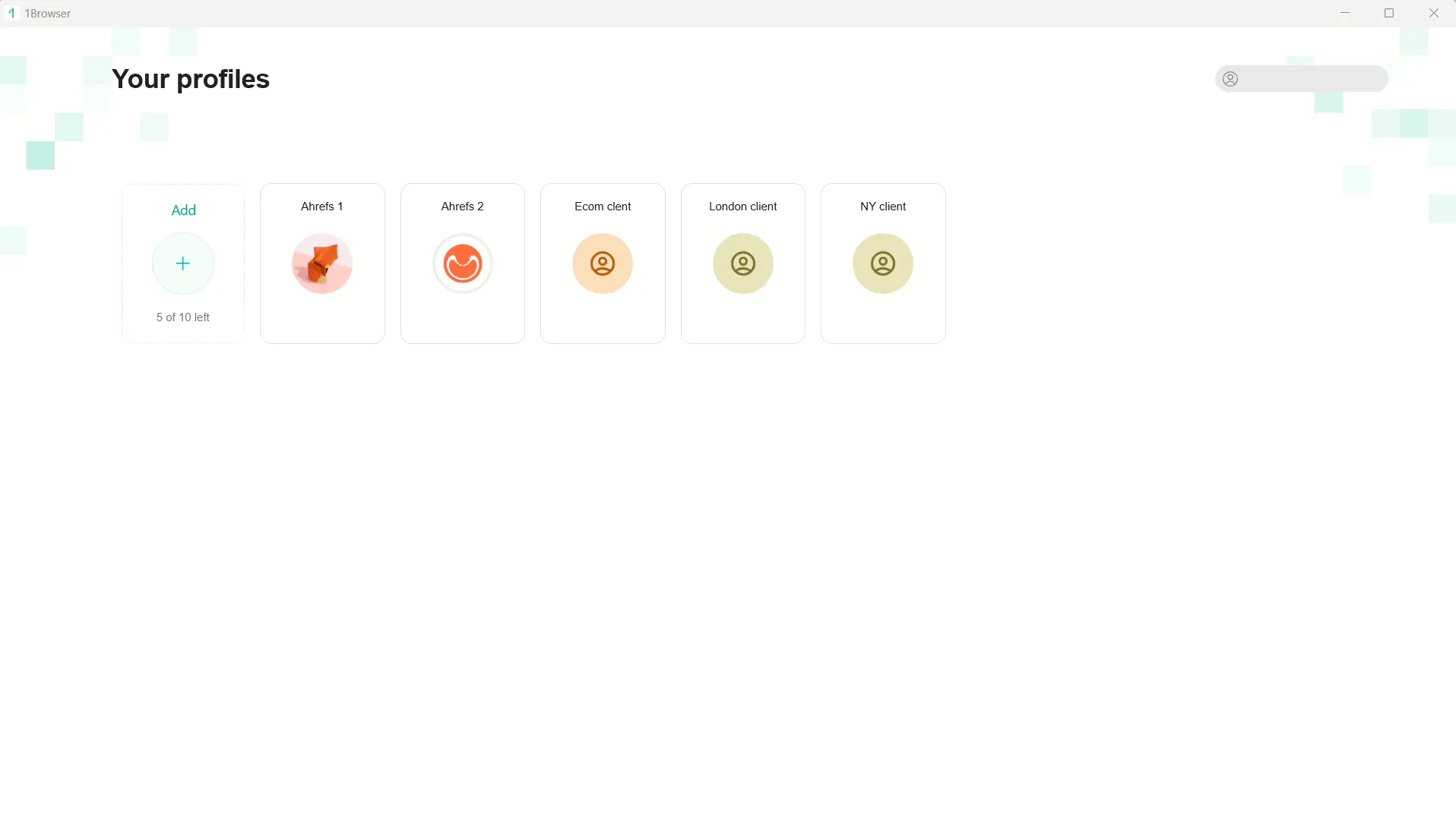 1Browser profiles for separate SEO clients