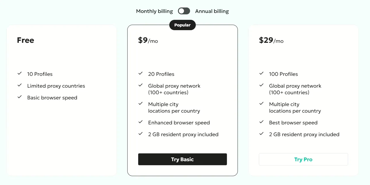 1Browser pricing