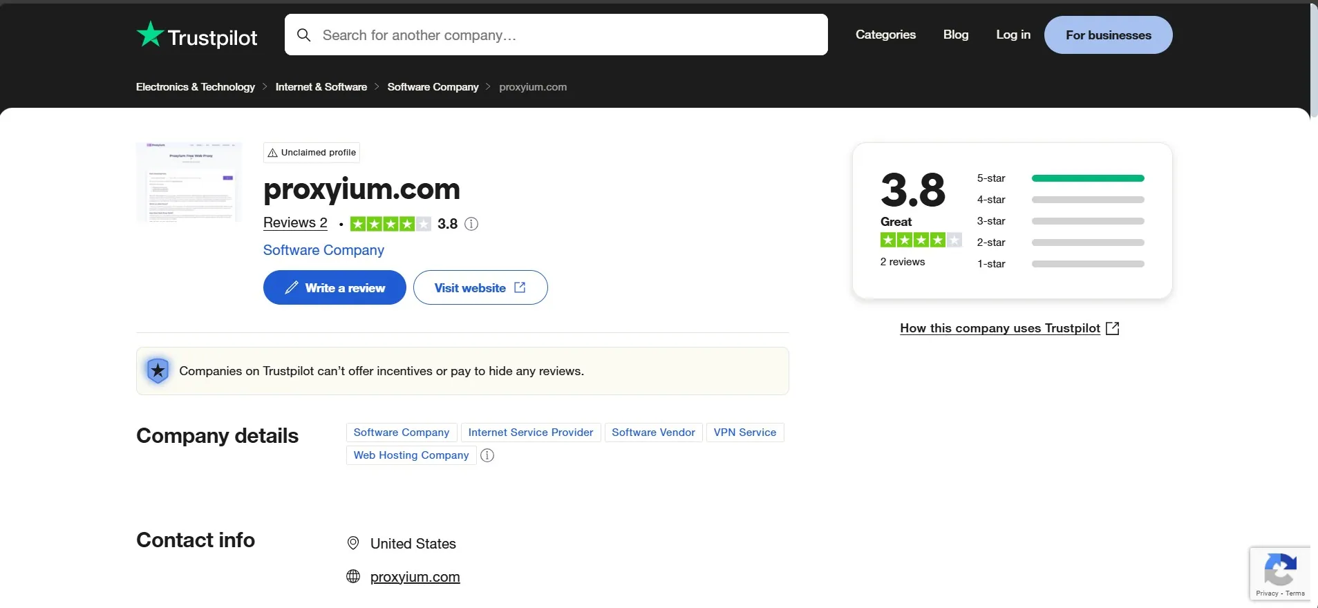 Proxyium Trustpilot Rating