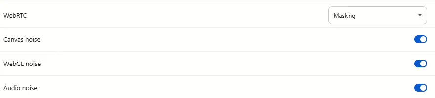 1browser fingerprint settings