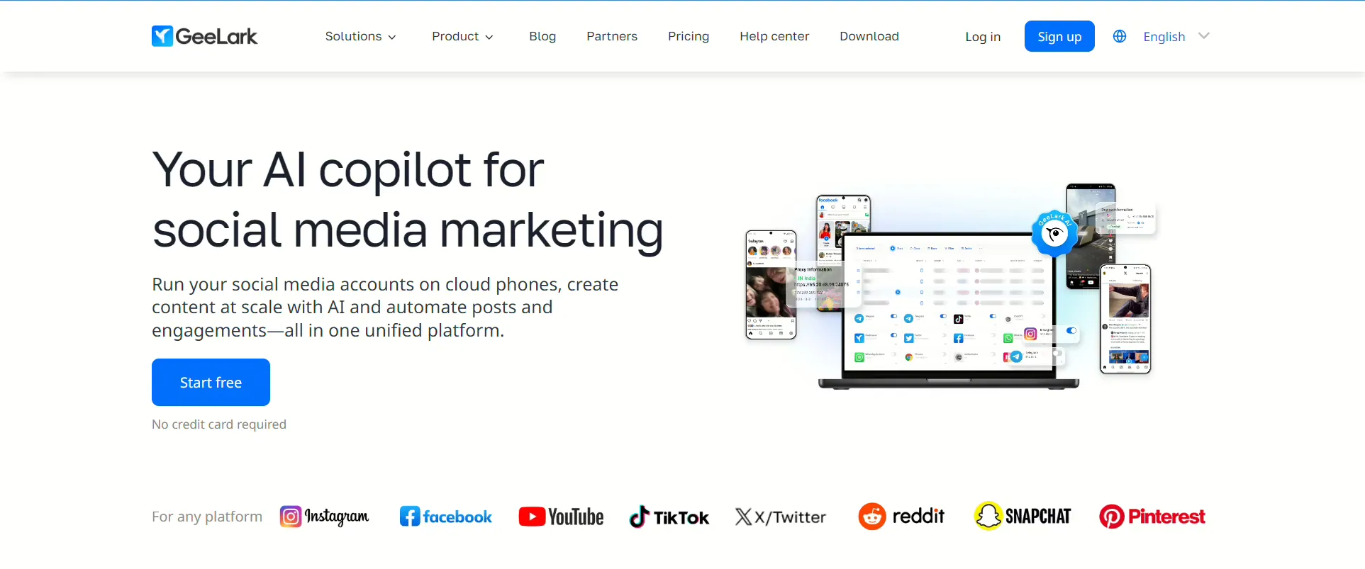GeeLark cloud phone platform homepage