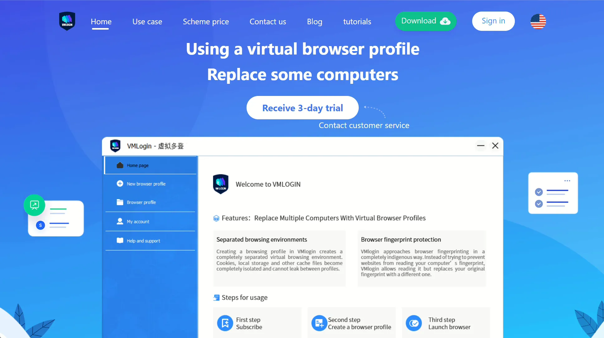 VMLogin virtual browser profile homepage