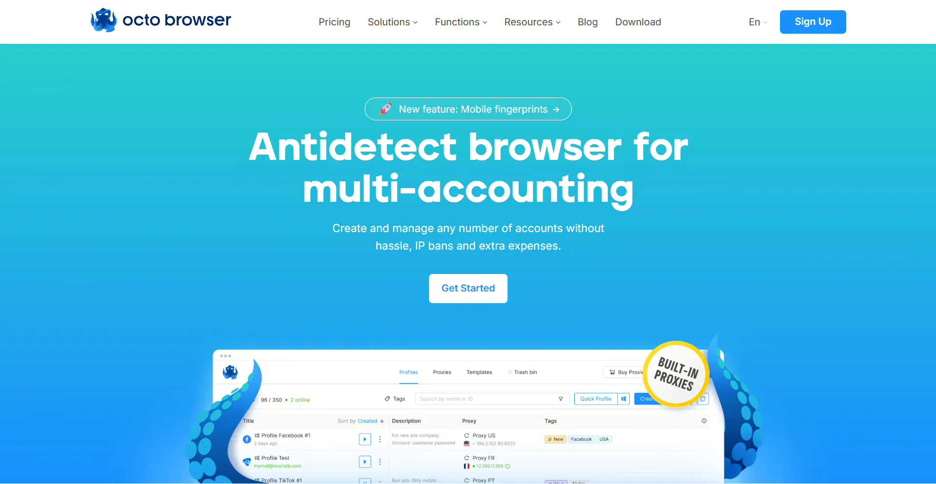 Octo Browser antidetect browser homepage