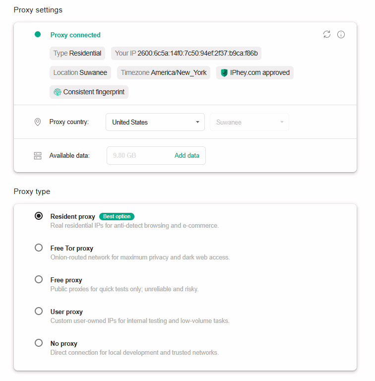 1browser residential proxy
